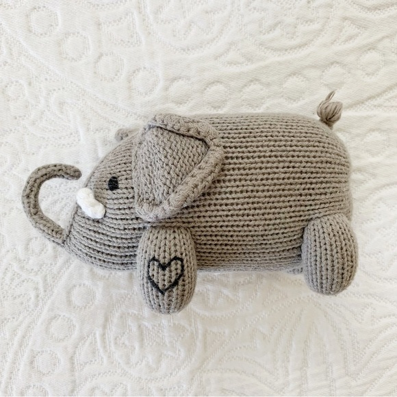 Estella Hand Knit Organic Stuffed Animal Rattle, Elephant - Picture 1 of 5